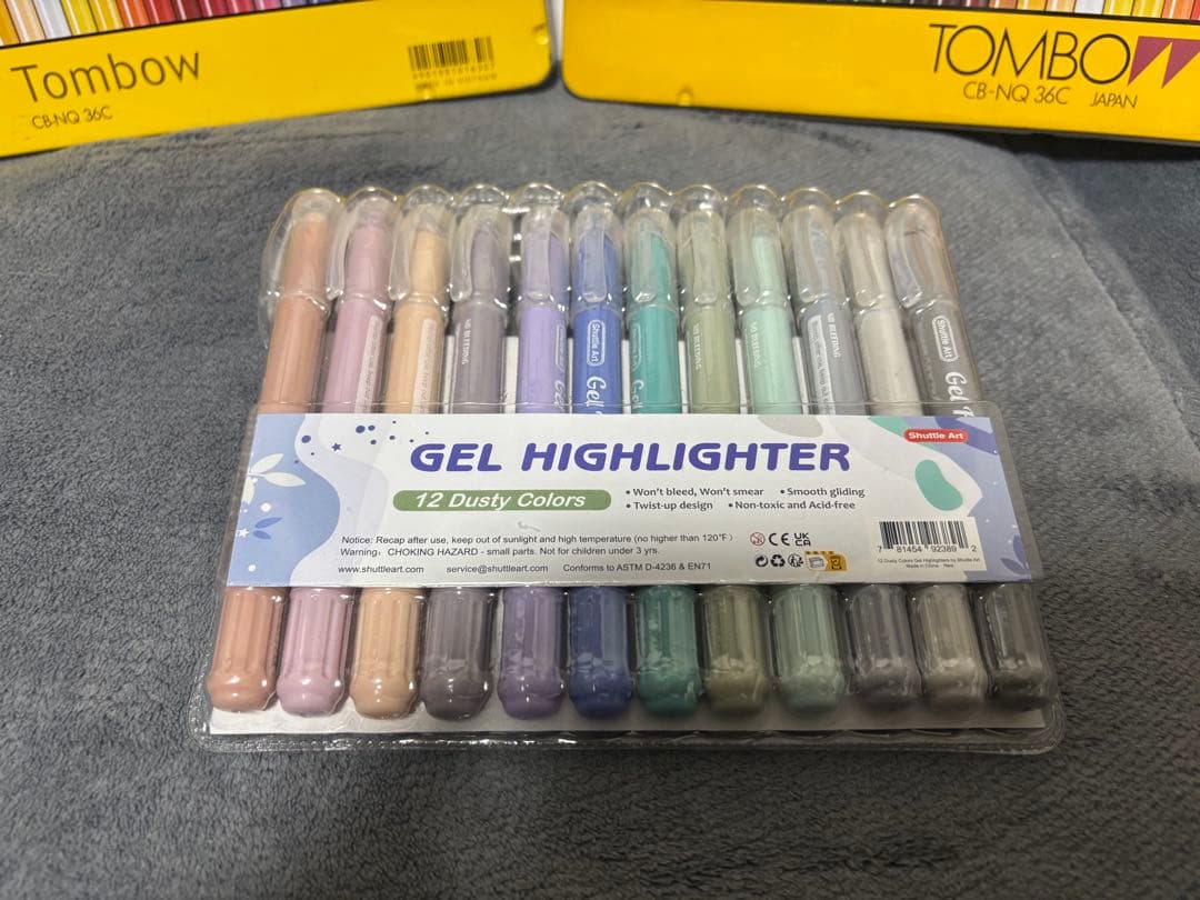 Tombow 36色 色鉛筆 & 12色 ジェルハイライター　画材道具まとめ売り