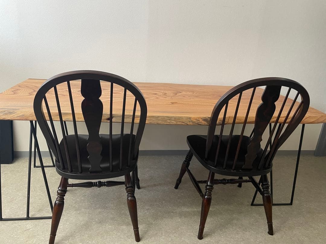 欅無垢一枚板ダイニングテーブル　オイル仕上げ　アイアン脚