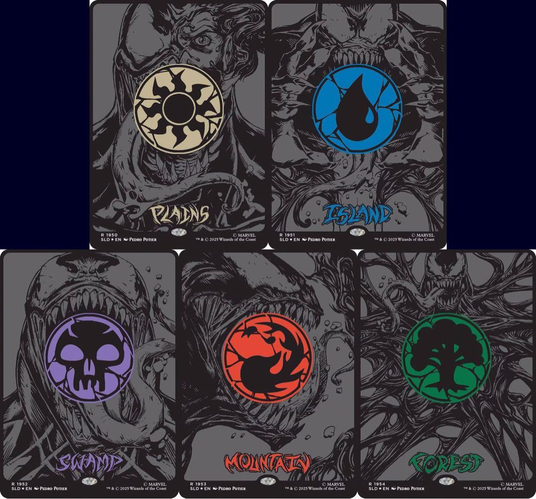 MTG SLD スパイダーマンレイズドFOIL 基本土地10枚×5セット