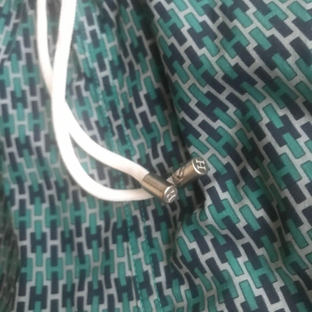 エルメス　おしゃれ　青緑幾何学模様 Hermes ボクサー　水着　s