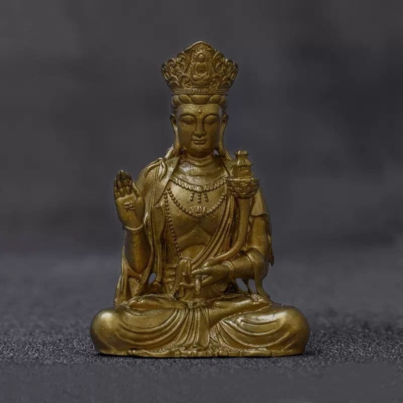 仏教美術 仏像 天冠弥勒菩薩仏像 小仏像 銅製 銅器