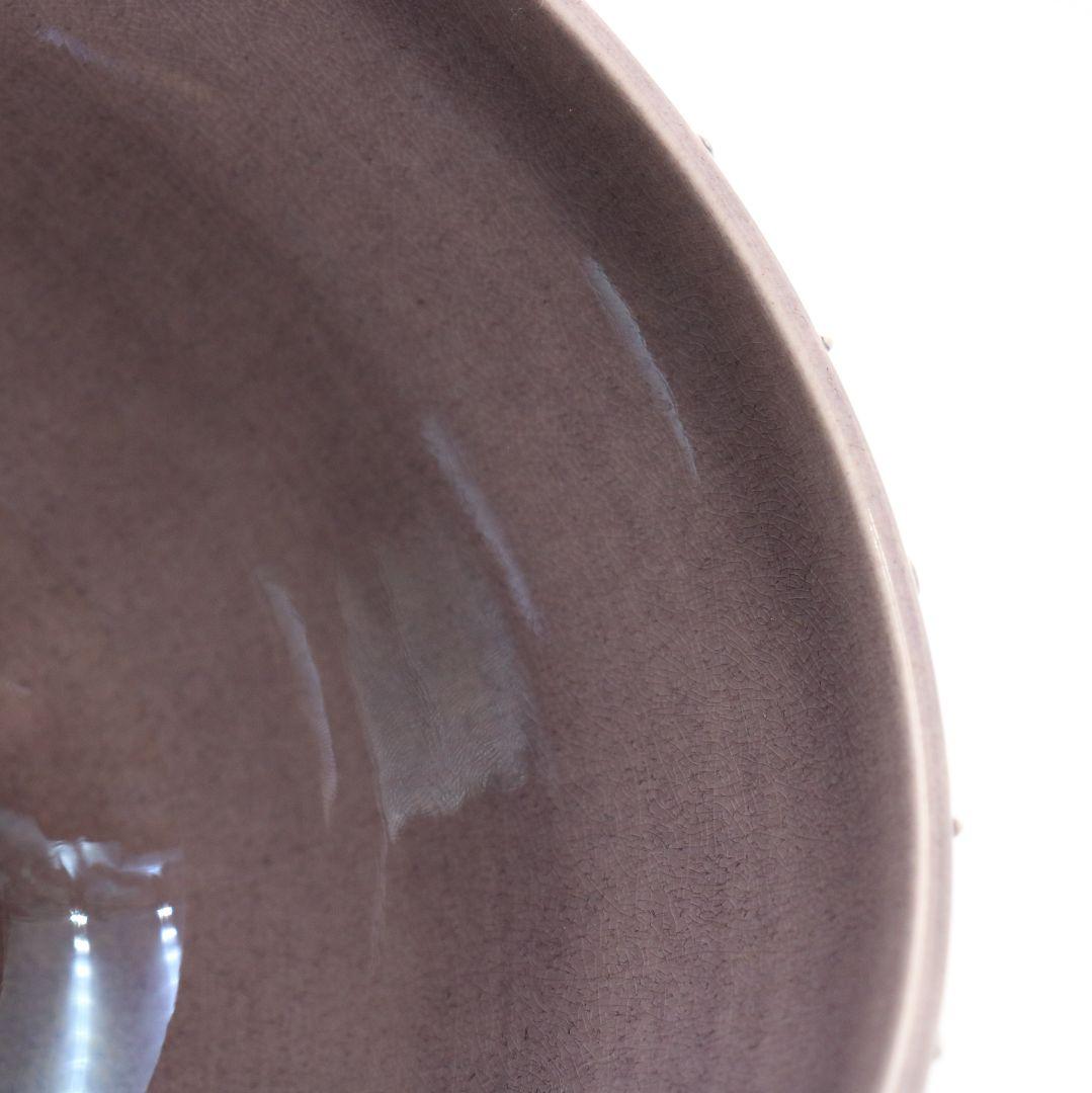 谷口翠雲(登志雄)作 淡紫交趾 枝垂桜 茶碗 交趾焼 茶道具　V499　DC2