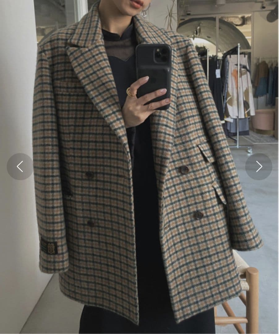 Ameri　CHECK ECO WOOL BIG JACKET