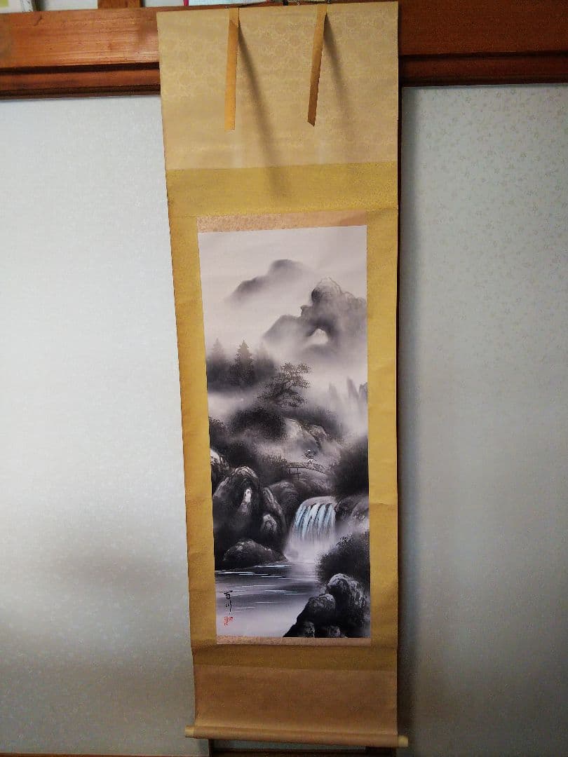 掛け軸 山水画 百川