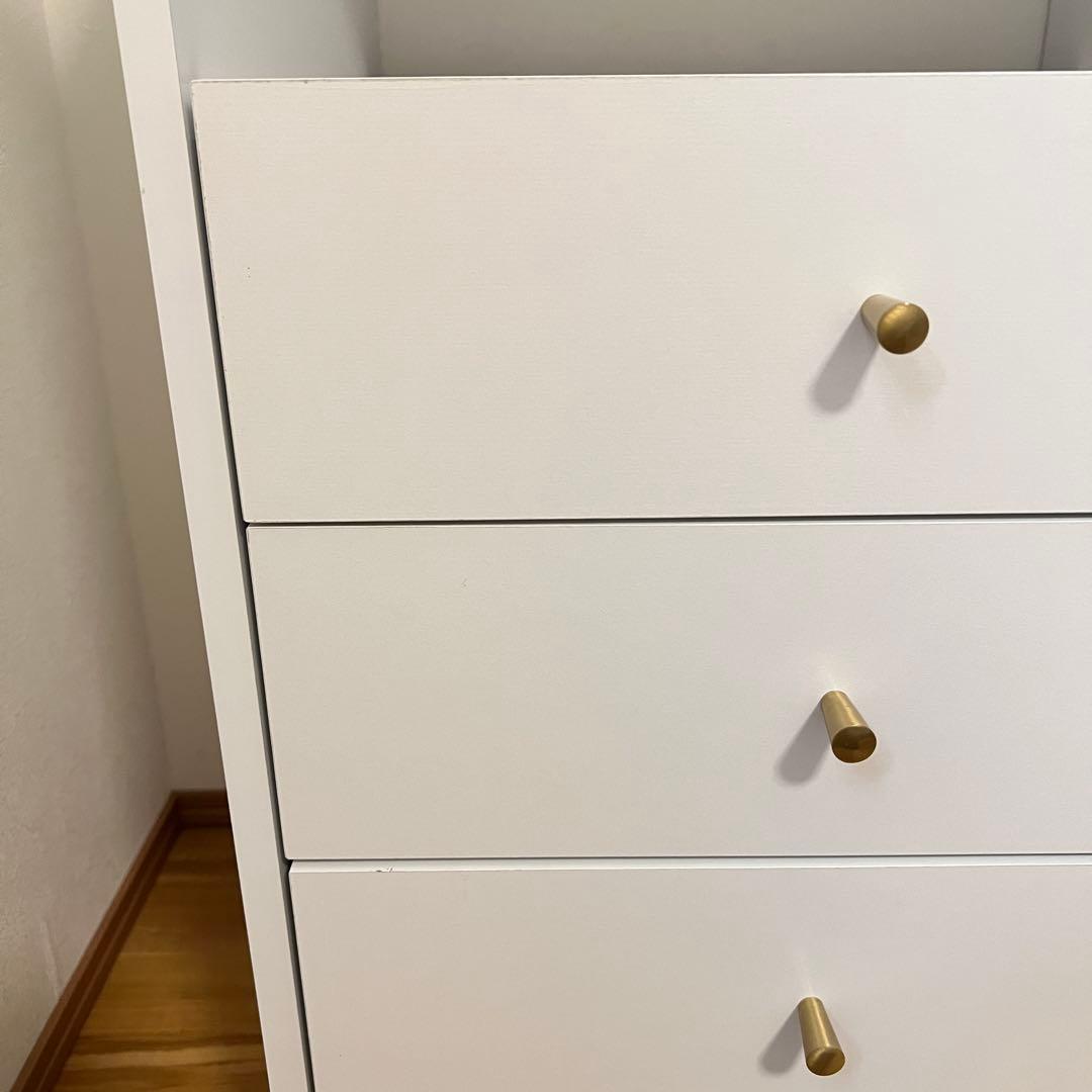 LOWYA サイドキャビネット サイドボード ホワイト×ゴールド