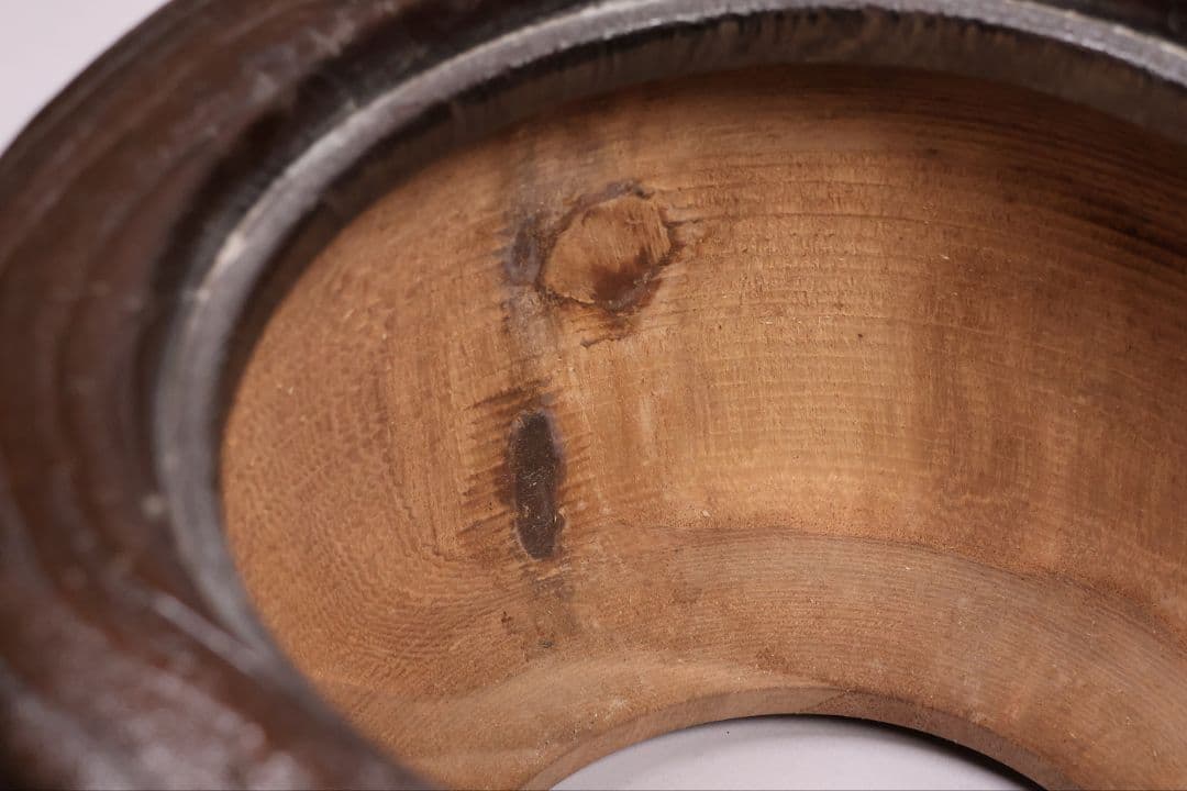 桐火鉢一対 菊蒔絵 草花 木箱入り 手あぶり 古民具 漆芸 茶道具【MB55】