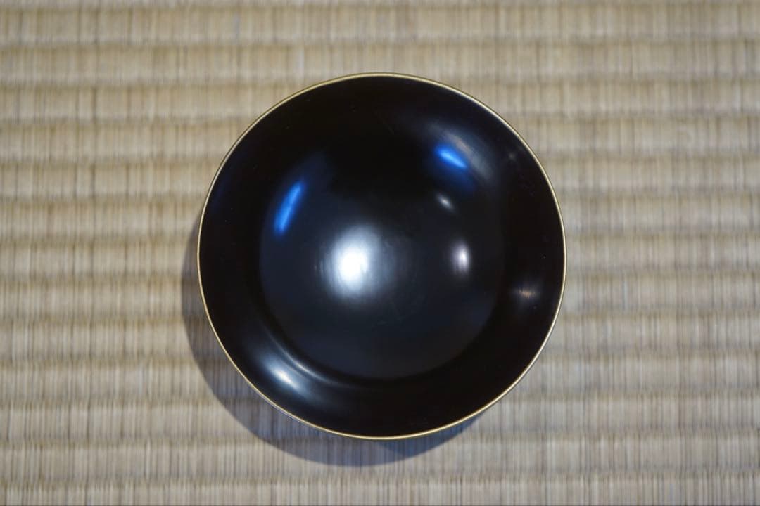 明治期 輪島塗 工房印有 三日月に蝙蝠蒔絵 溜塗 吸物椀 2客/木製漆器 茶懐石