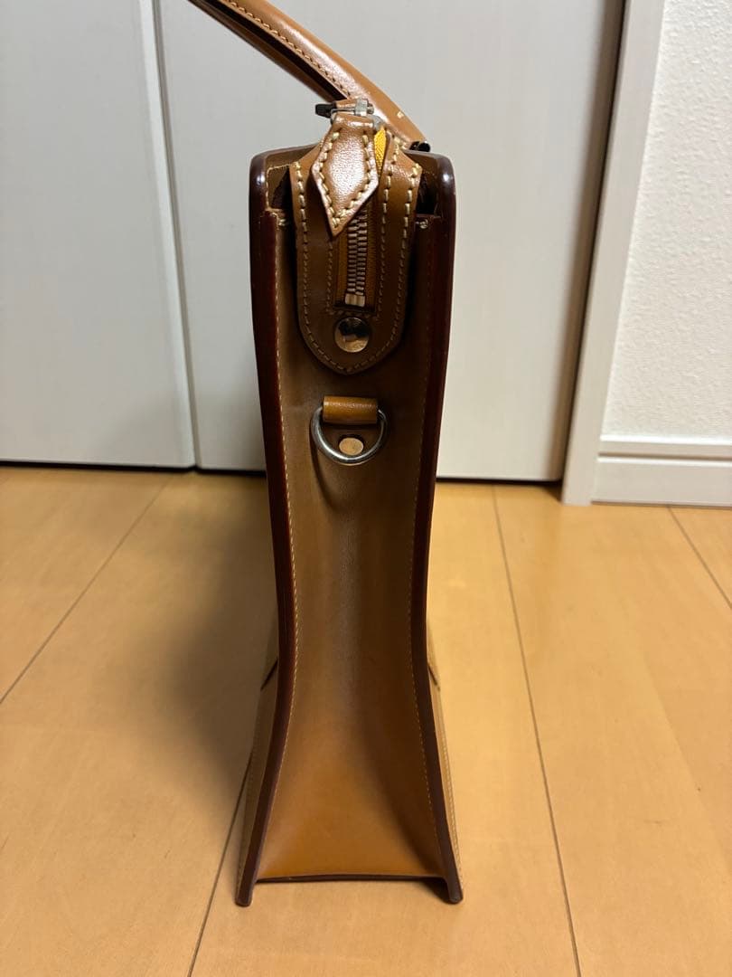 美品　万双　天ファスナー　キャメル　ビジネスバッグ