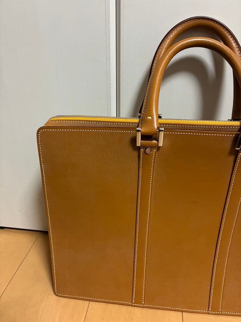 美品　万双　天ファスナー　キャメル　ビジネスバッグ