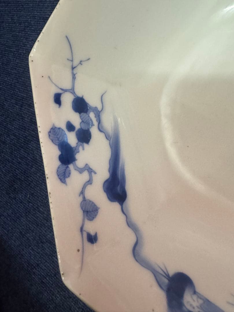 1885 香蘭社　染付鳳凰文　六角深鉢　2客　時代物