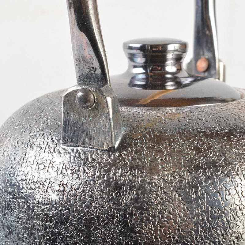 煎茶道具　白銅いぶし銀　棗型湯沸し　約412g　M　R7128