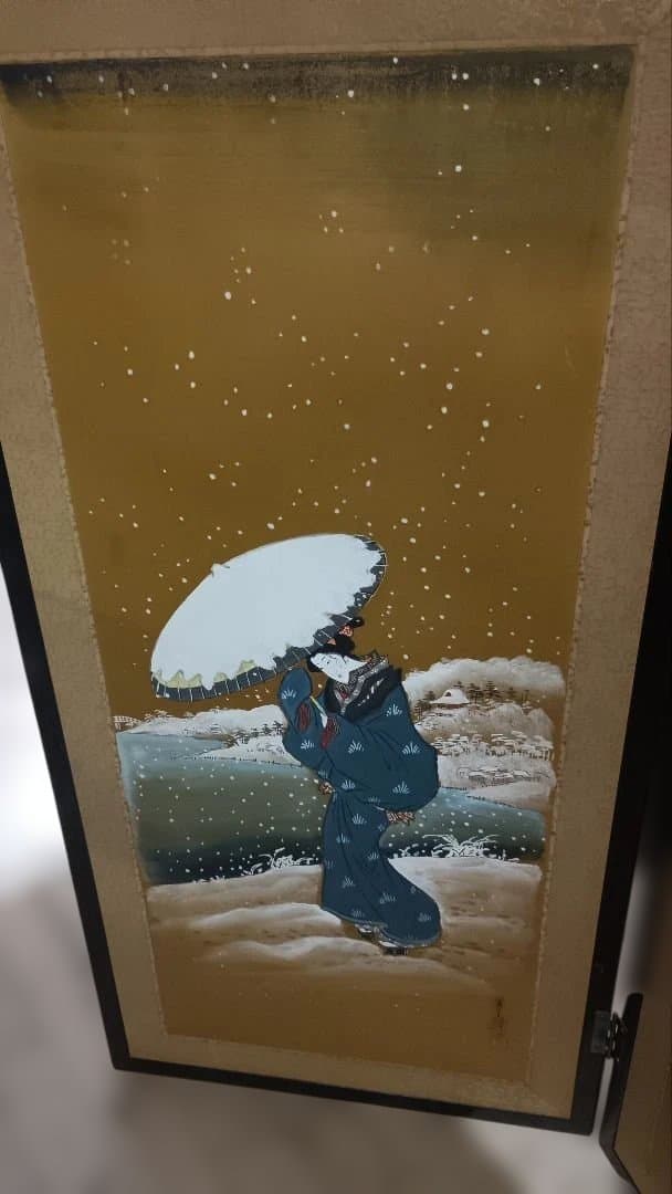 4008）寿峰　美人画　屏風　春夏秋冬？