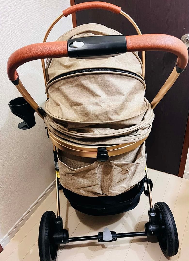 SKISOPGO ペットカート 犬用ベビーカー カーキ