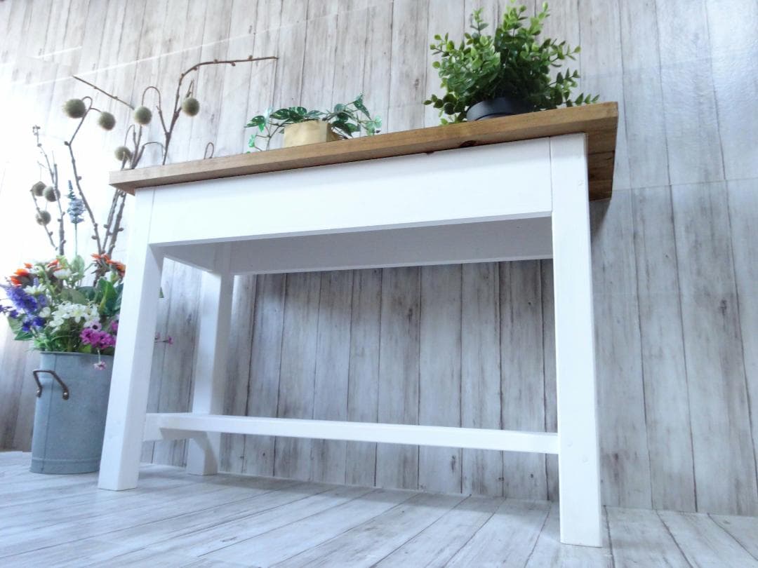 専用　ハンドメイド 　ショートベンチ ハートBOX付き（ナチュラル)