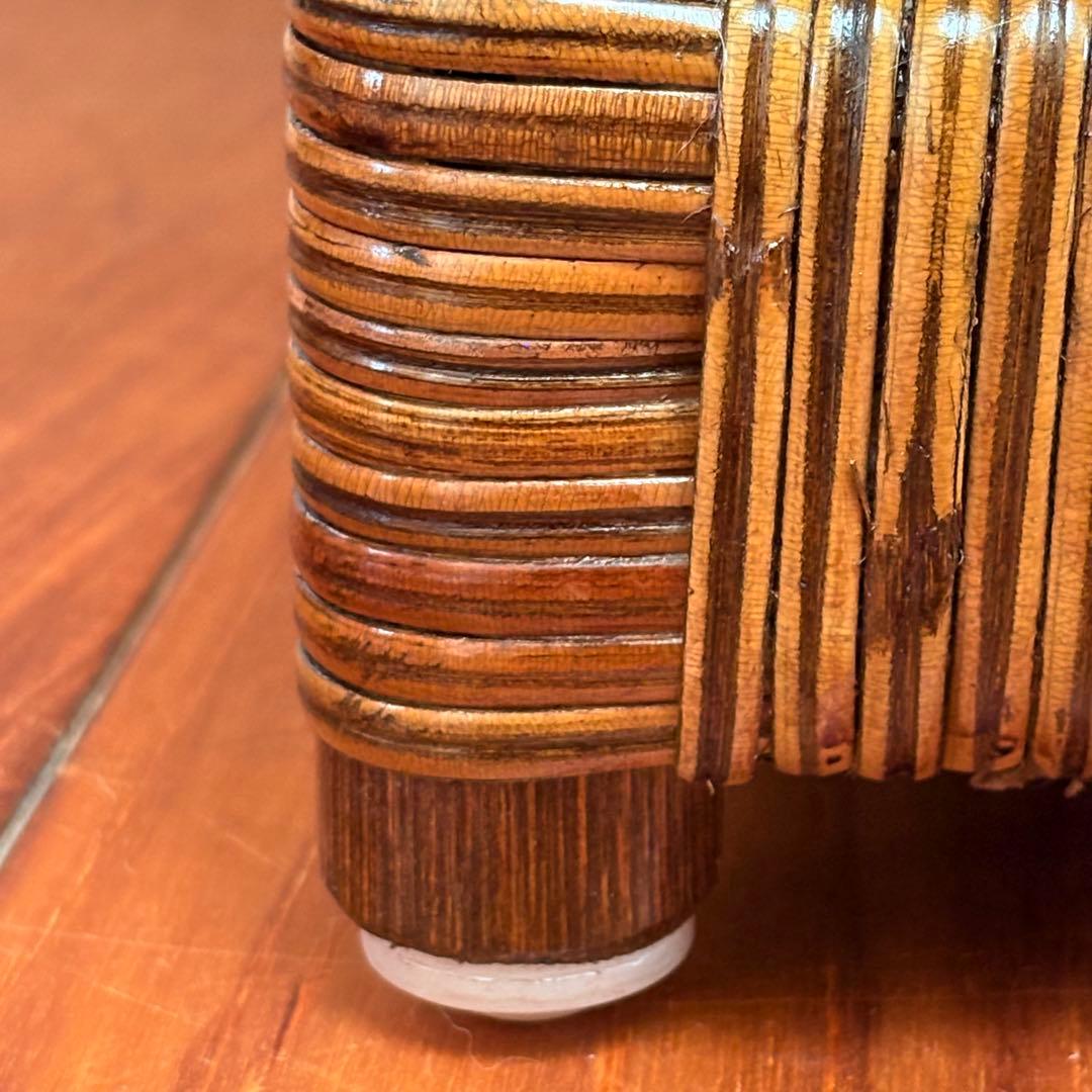 ラタン チェスト 8杯引き出し ヴィンテージ 籐家具 真鍮鋲付き バンブー