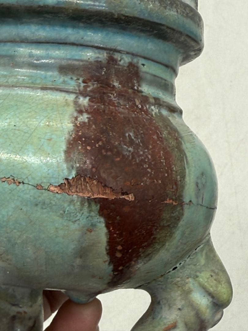 中国　鈞釉　蓮摘香炉　訳あり　送料込み251104