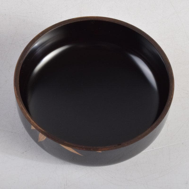 茶道具　塗師　岡本陽斉作　笹桐蒔絵　黒中棗　共箱　V　8836