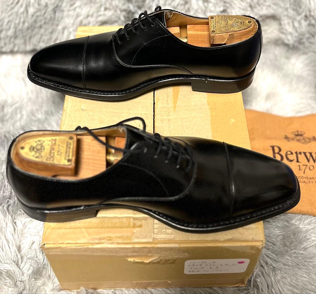 バーウィックBerwick 1707 ブラックレザードレスシューズ、6.5