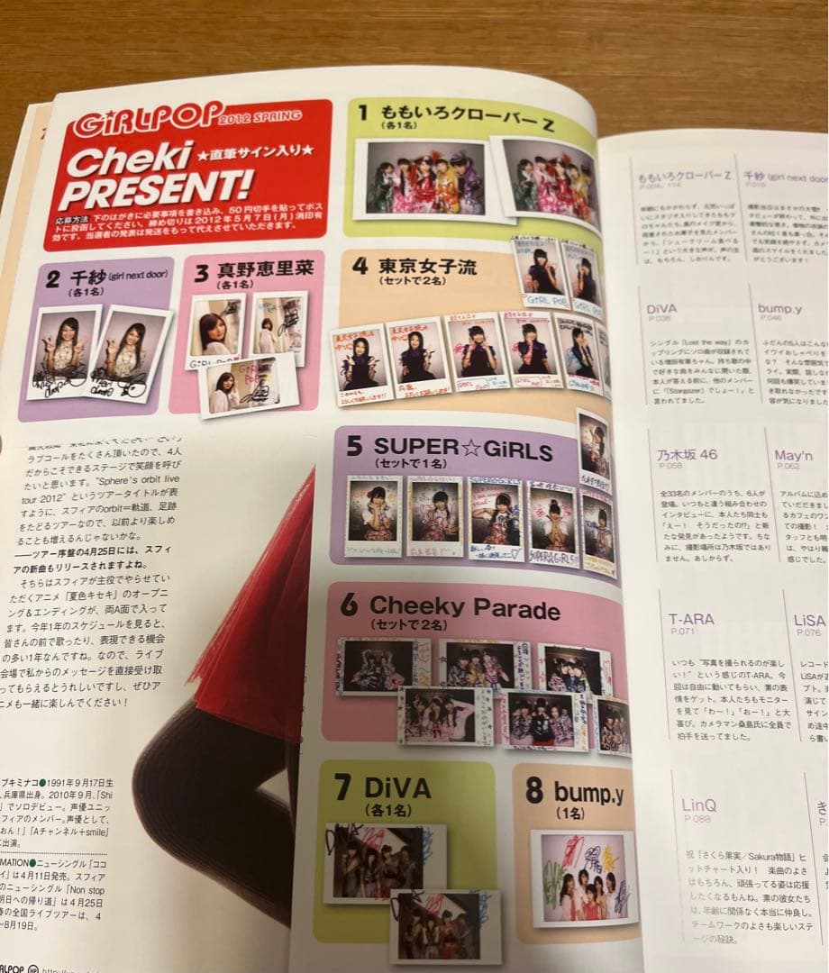 SUPER☆GiRLS 直筆サインチェキ6枚
GIRLPOP 2012年春号