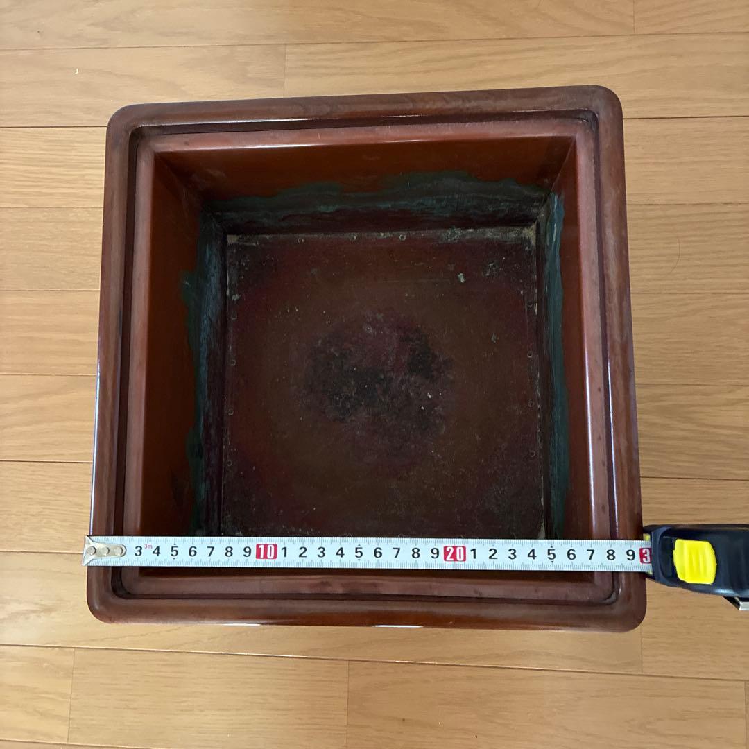 木製火鉢 黒江屋漆器店 C2229 古いラベル付き