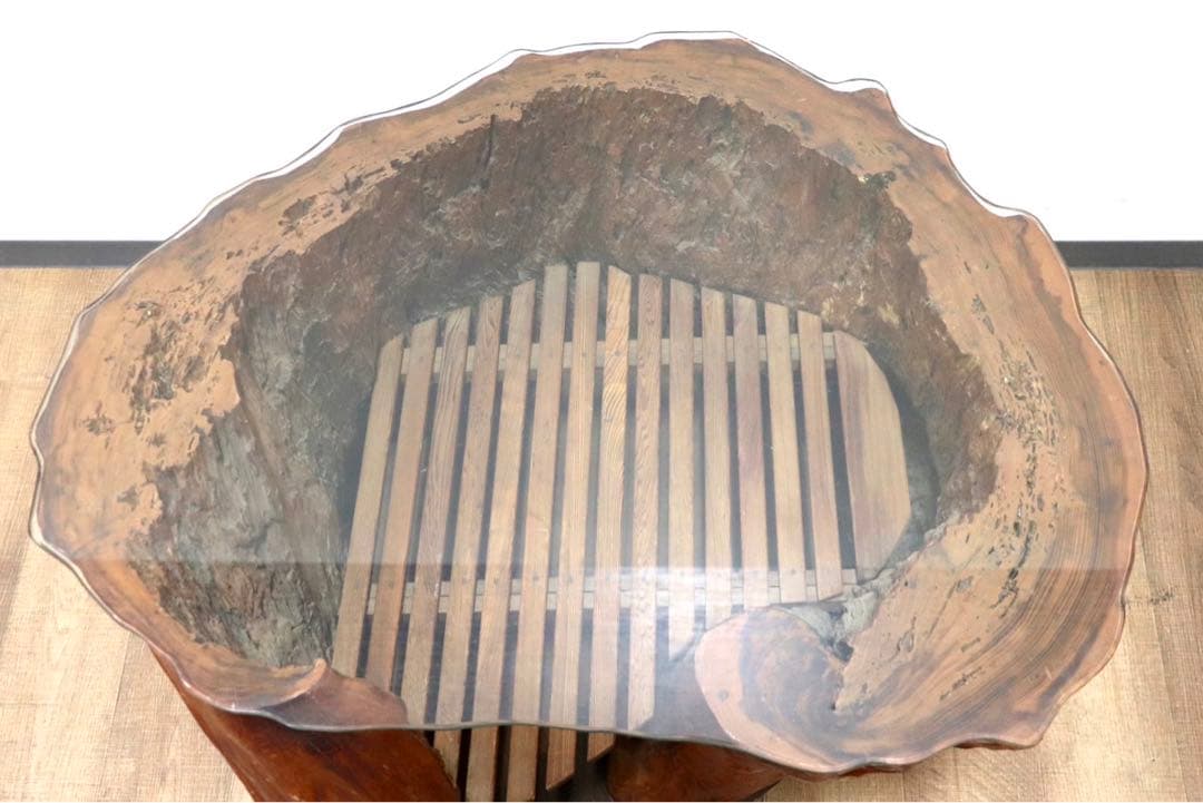 GMGK458○世界遺産屋久杉 工房家具 切株 センターテーブル リビングテーブ
