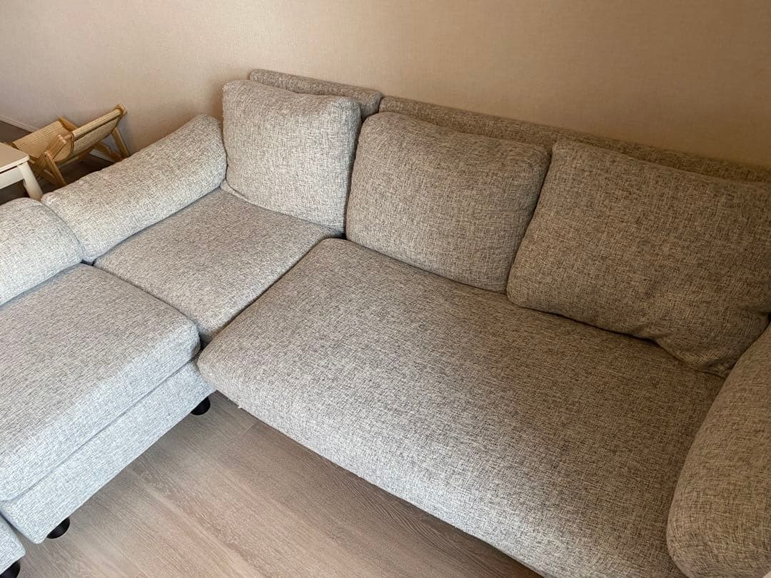 グレー L字型ソファ ファブリック