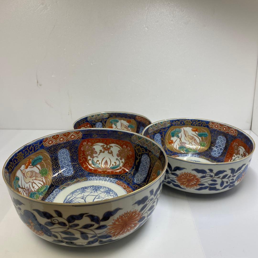 古伊万里　上手三ツ鉢　木箱付　東Y7-0217④トヒチサ