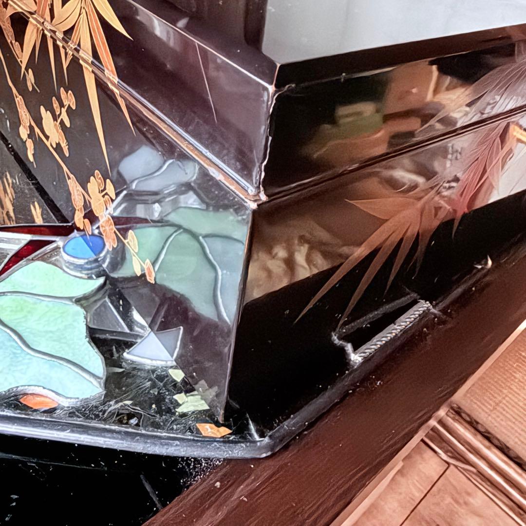 新春特別価格 ‼️JAPAN蒔絵天然木本漆 竹梅蒔絵　文箱料紙箱桐箱黄布付1客