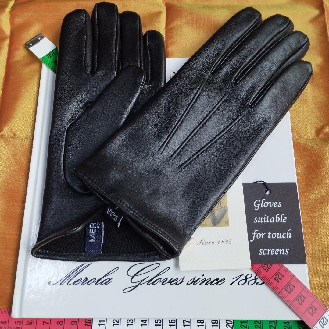 初売りメローラ スマホ対応 ナッパ黒 カシミア黒 革手袋 グローブ MEROLA
