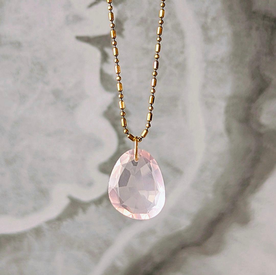 ♢N♢K18 ローズクォーツ 6ct ネックレスチャーム ペンダントトップ