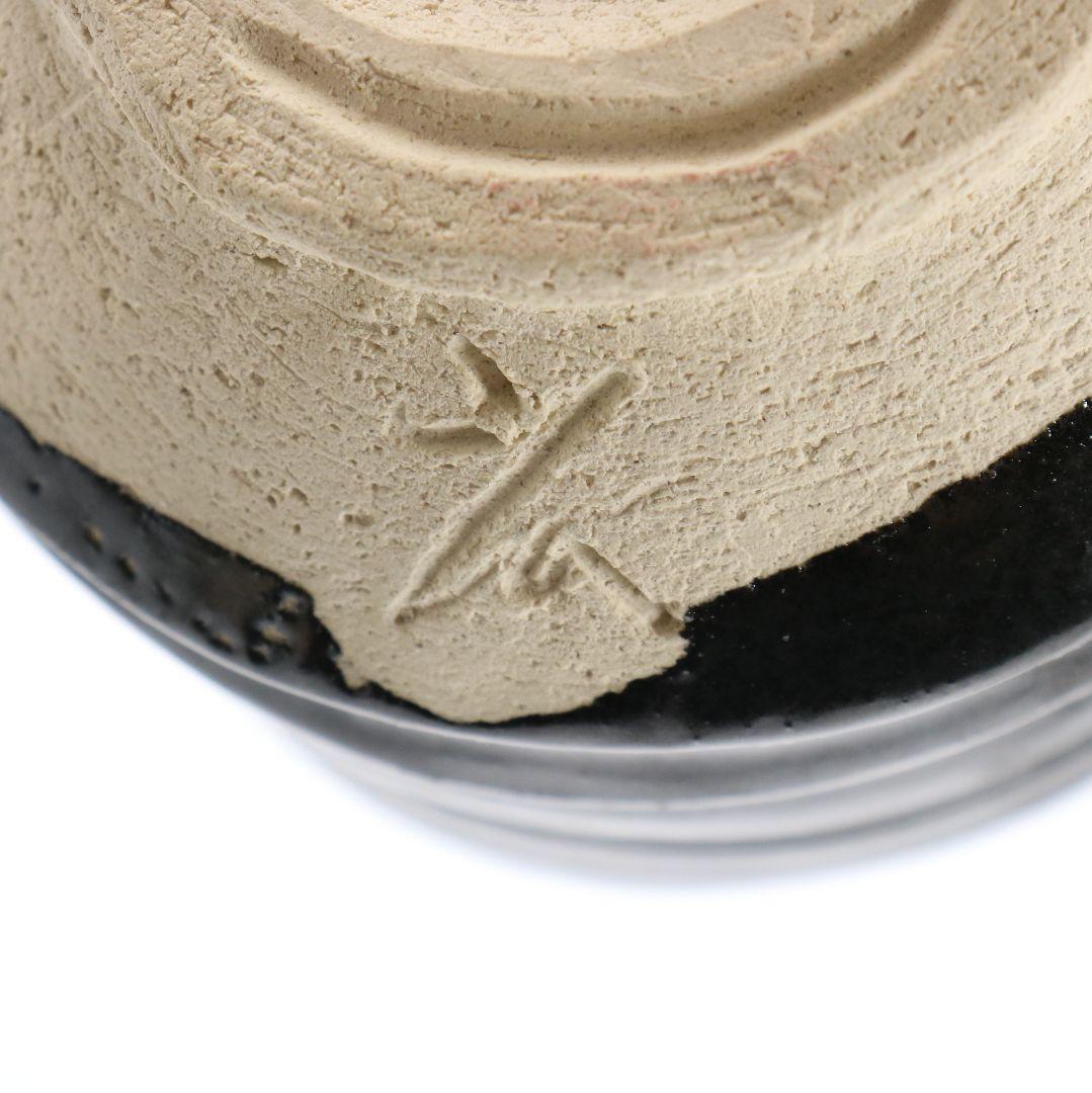 人間国宝 加藤唐九郎作 瀬戸黒 茶碗 茶道具　IX235　1FB6