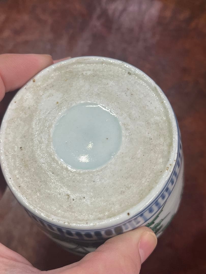 蕎麦猪口　そばちょこ　色絵　草花　あざみ　無傷完品　大振り　そば猪口　古伊万里