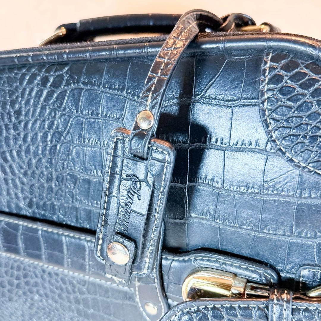 SWANY スワニー クロコ型押し キャリー ブラック