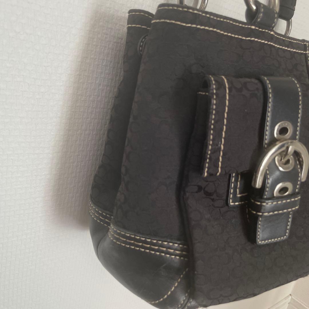 COACH コーチ シグネチャー ハンドバッグ 黒 ブラック