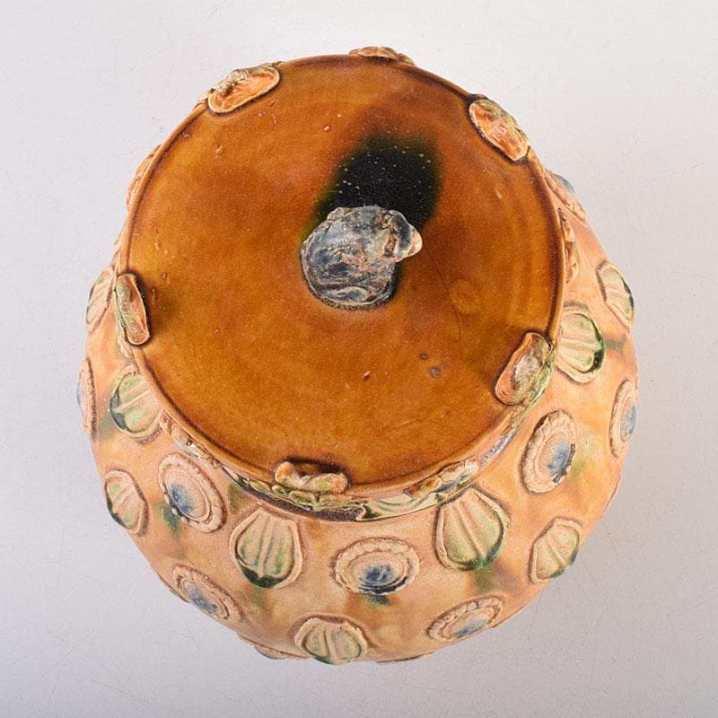 中国　唐三彩　蓋壷　飾壷　C　R8539H