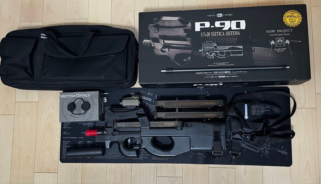 p90 プリコック　電子トリガーカスタム　安全弾速適合　ドットサイト