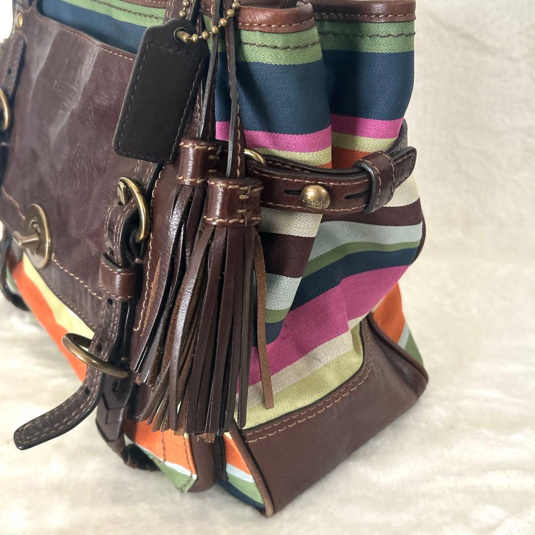 コーチ　トートバッグ　ハンドバック　レザー　ターンロック　A4収納可能　ブラウン