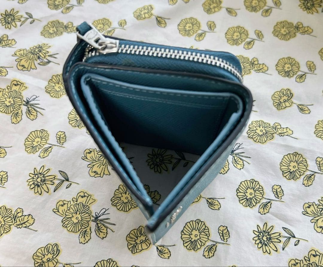 も*迎様 コーチ　COACH 三つ折り財布　ブルー