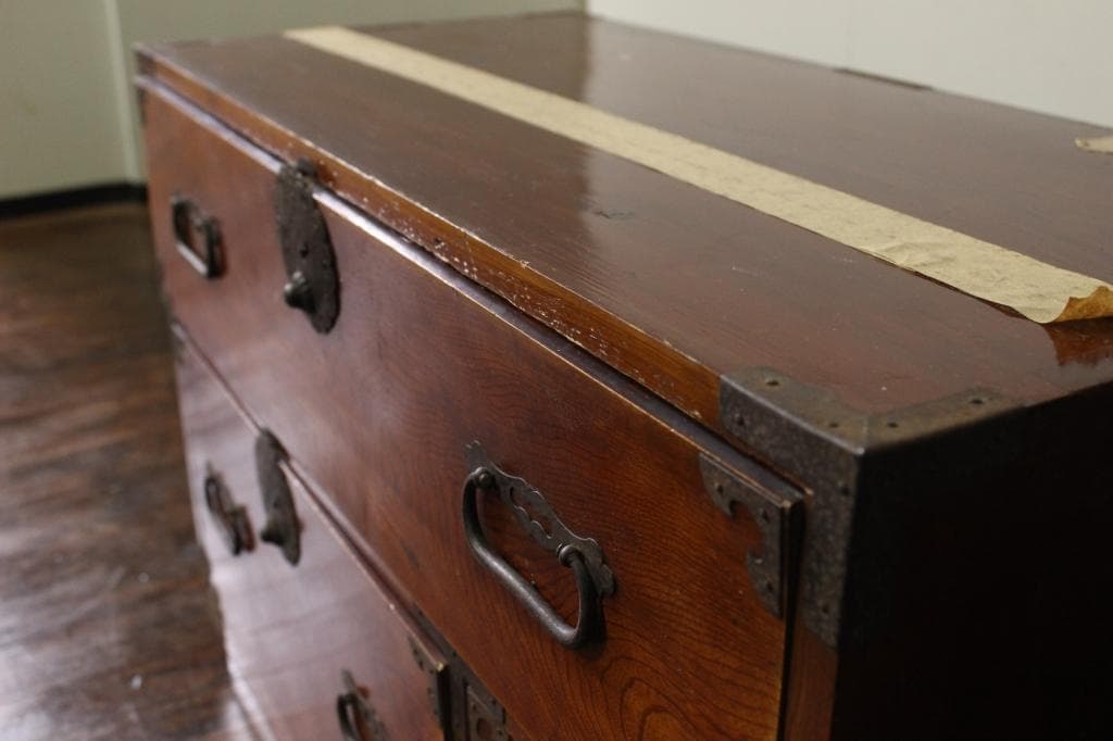 欅材！庄内箪笥・4杯！ 時代箪笥和家具古道具古家具古民藝和モダンローボード古布