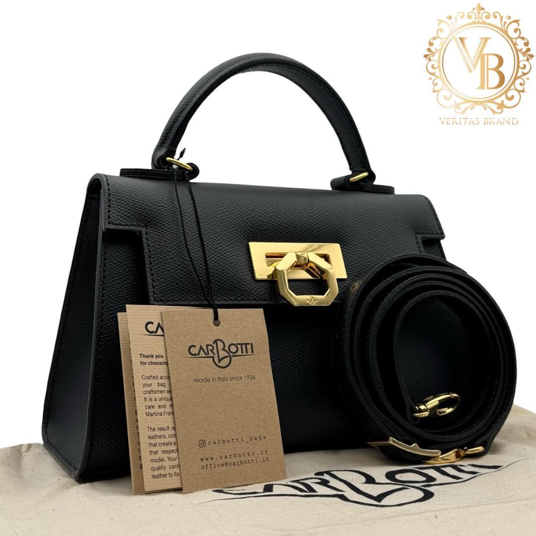 【新品同様】カルボッティ グレタ 2way ハンドバッグ ショルダーバッグ 黒