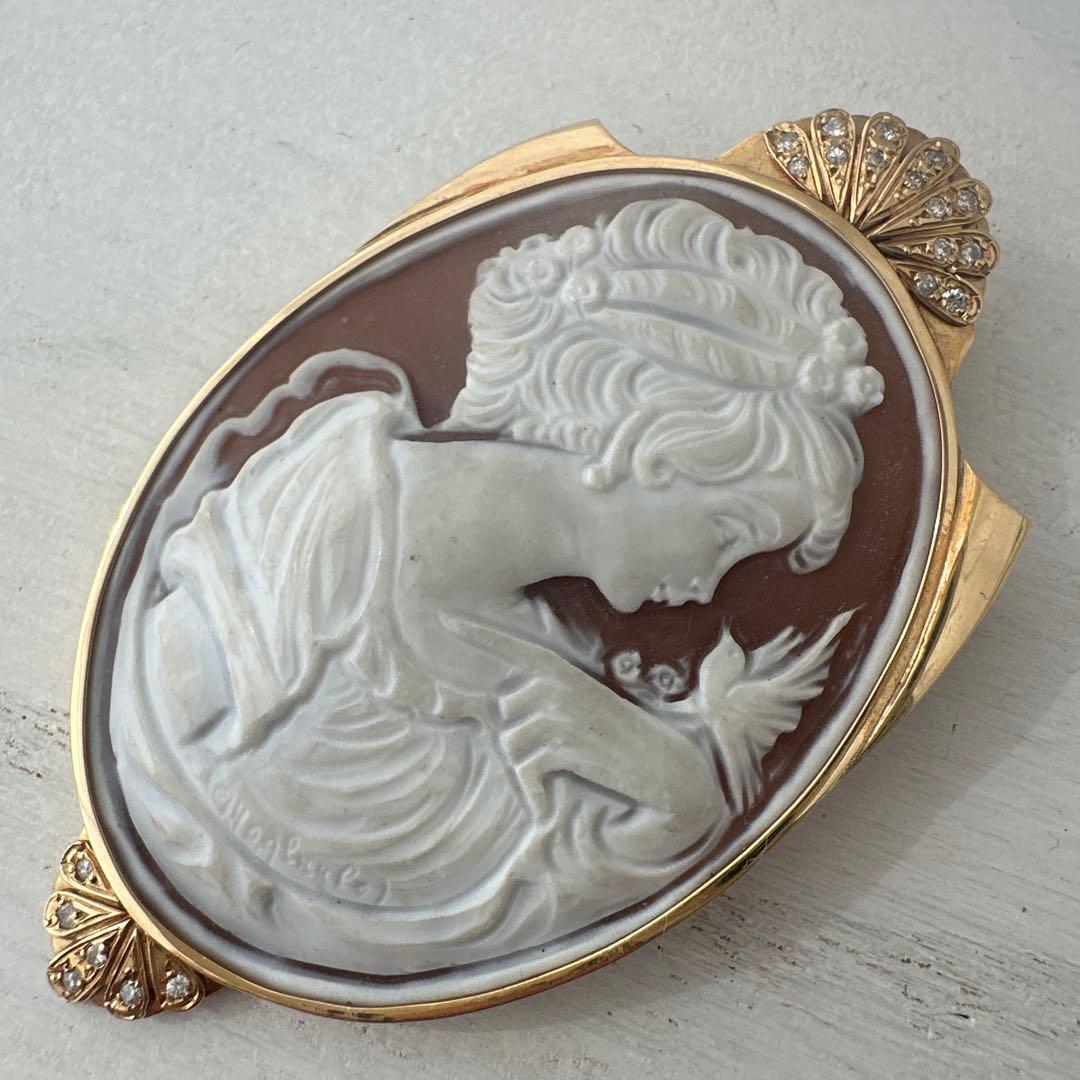 カメオブローチ　18K ダイヤ　刻印あり