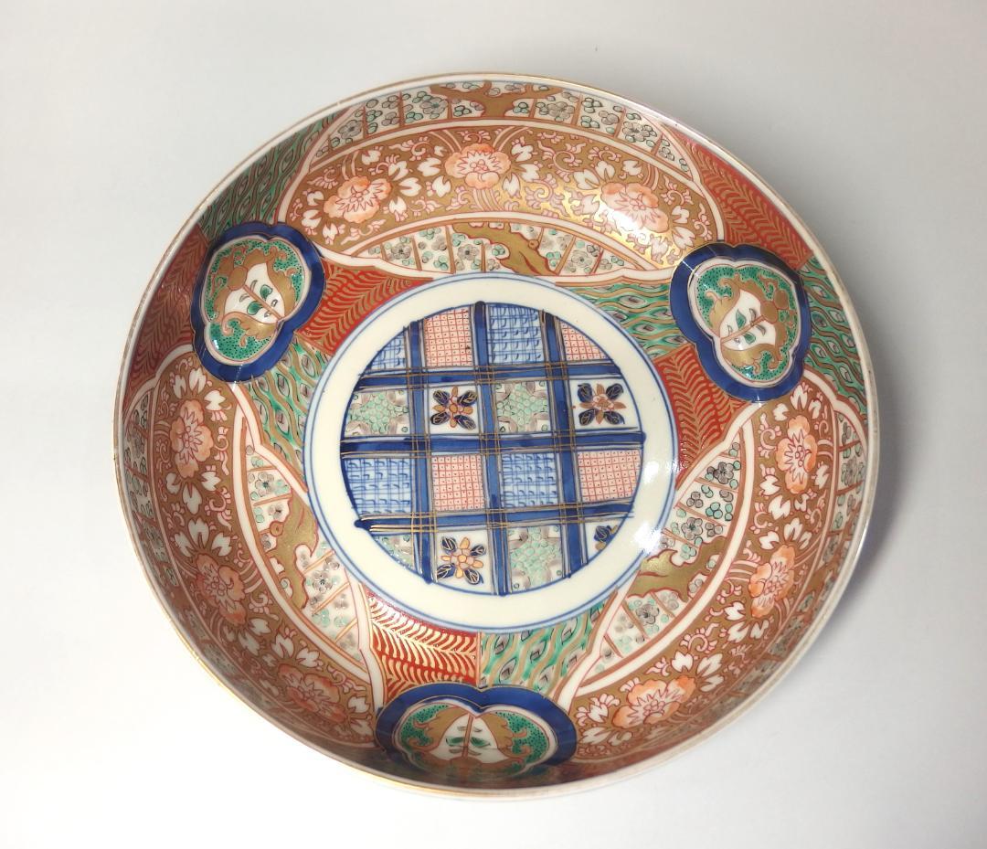 古伊万里錦手石畳紋鉢/和食器/24.6cm