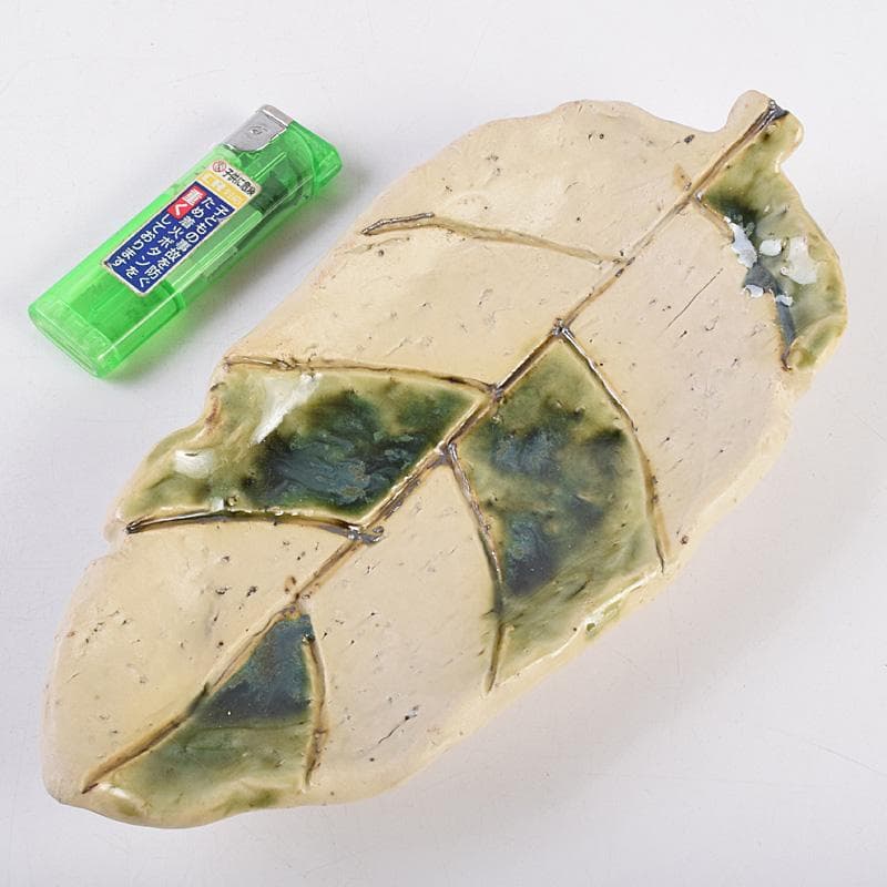 北大路魯山人作　織部焼　木之葉皿　五客　共箱　U　R8974