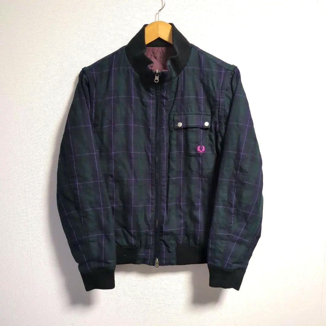 フレッドペリー 中綿ブルゾン リバーシブル 月桂樹 ロゴ チェック柄 L
