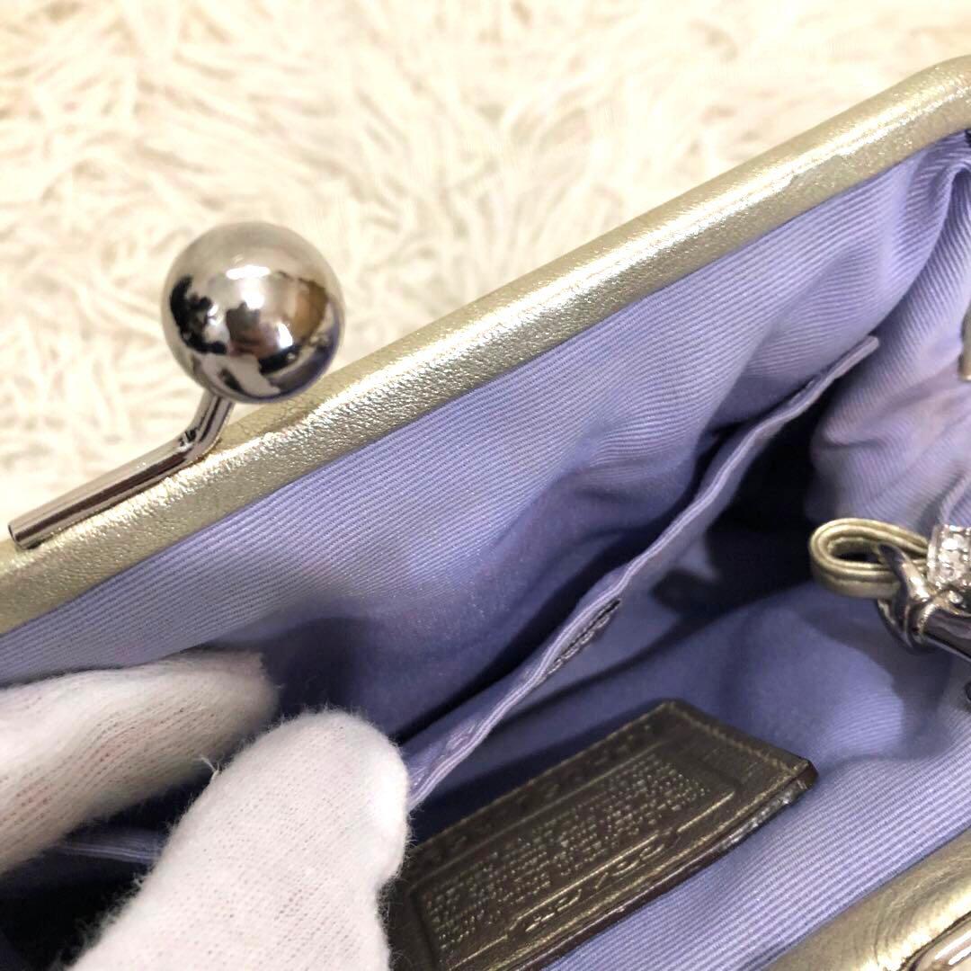 コーチ レザー ミニ ハンドバッグ シグネチャー キャンバス ガマ口