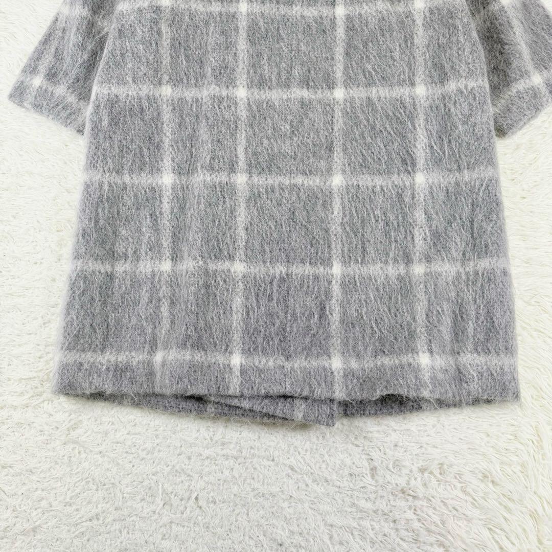 美品✨ 23区 マンテコ生地 シャギーチェック ダブルチェスターコート　グレー
