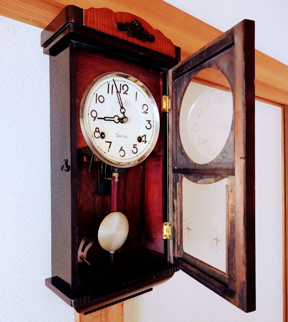 〈完動・美品〉Apollo時計社　宮型ゼンマイ振り子時計　ボンボン時計古時計