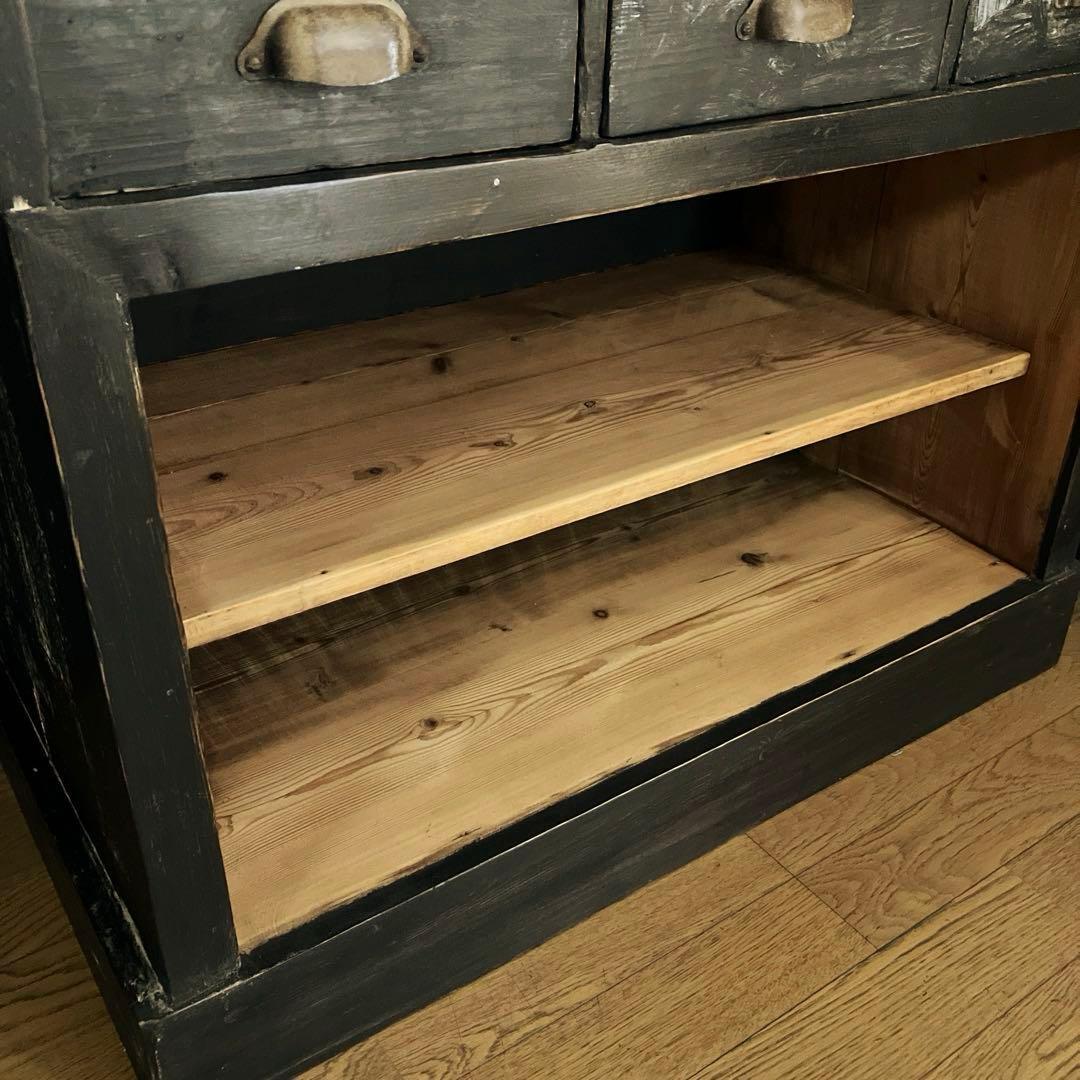 フランス アンティーク シェルフ ウッドラック キャビネット インダストリアル