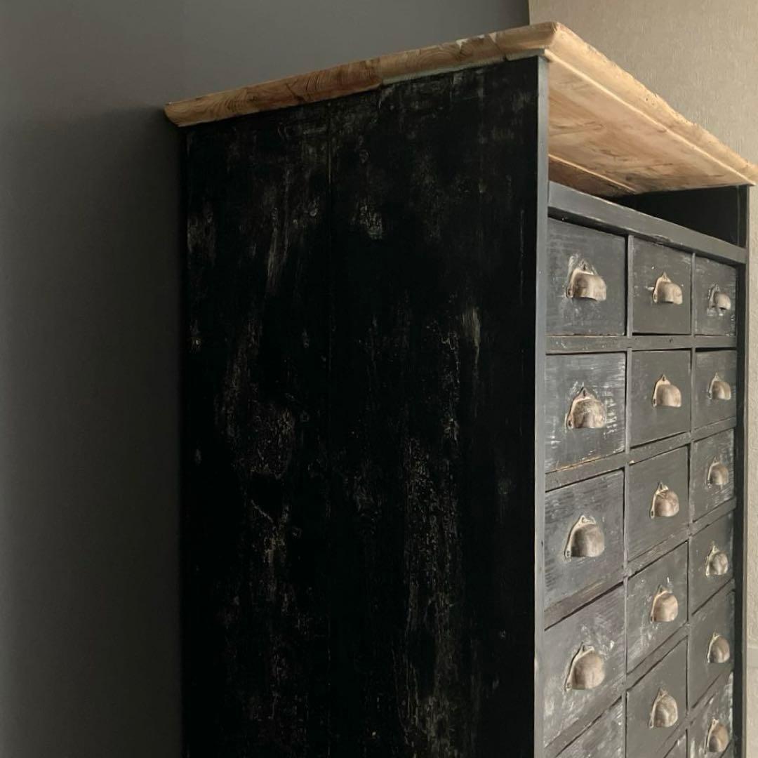 フランス アンティーク シェルフ ウッドラック キャビネット インダストリアル