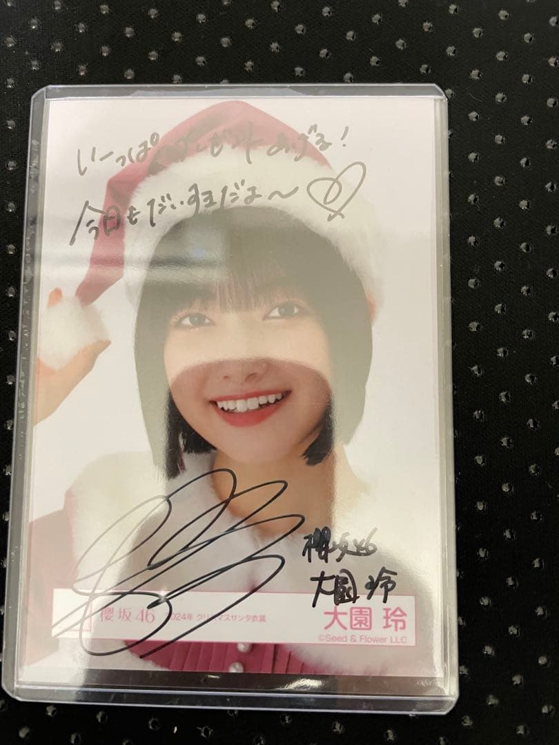 大園玲 サイン入り写真 サンタ帽